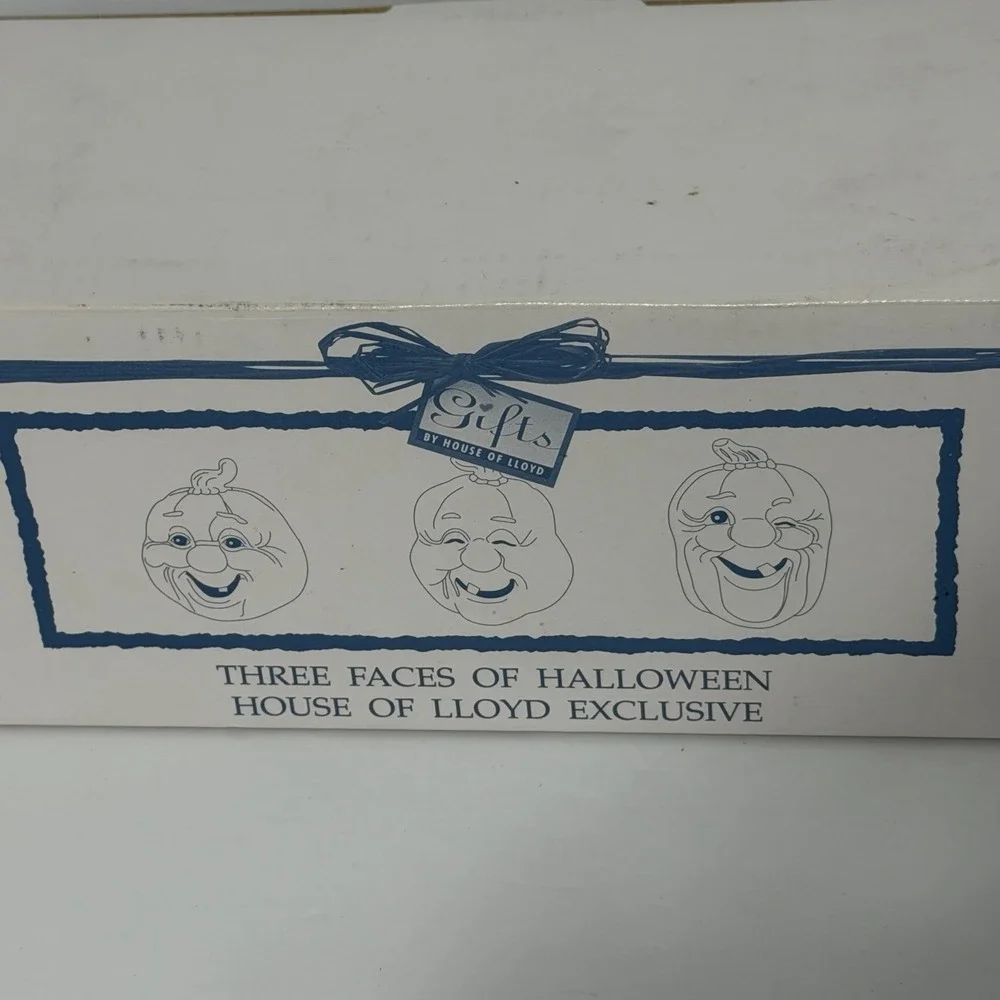Vintage House of Lloyd Pumpkin Tea Light Holders Halloween Set of 3 With Box